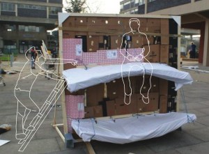 Bunk bed system rig built for Migrant Housing Project.